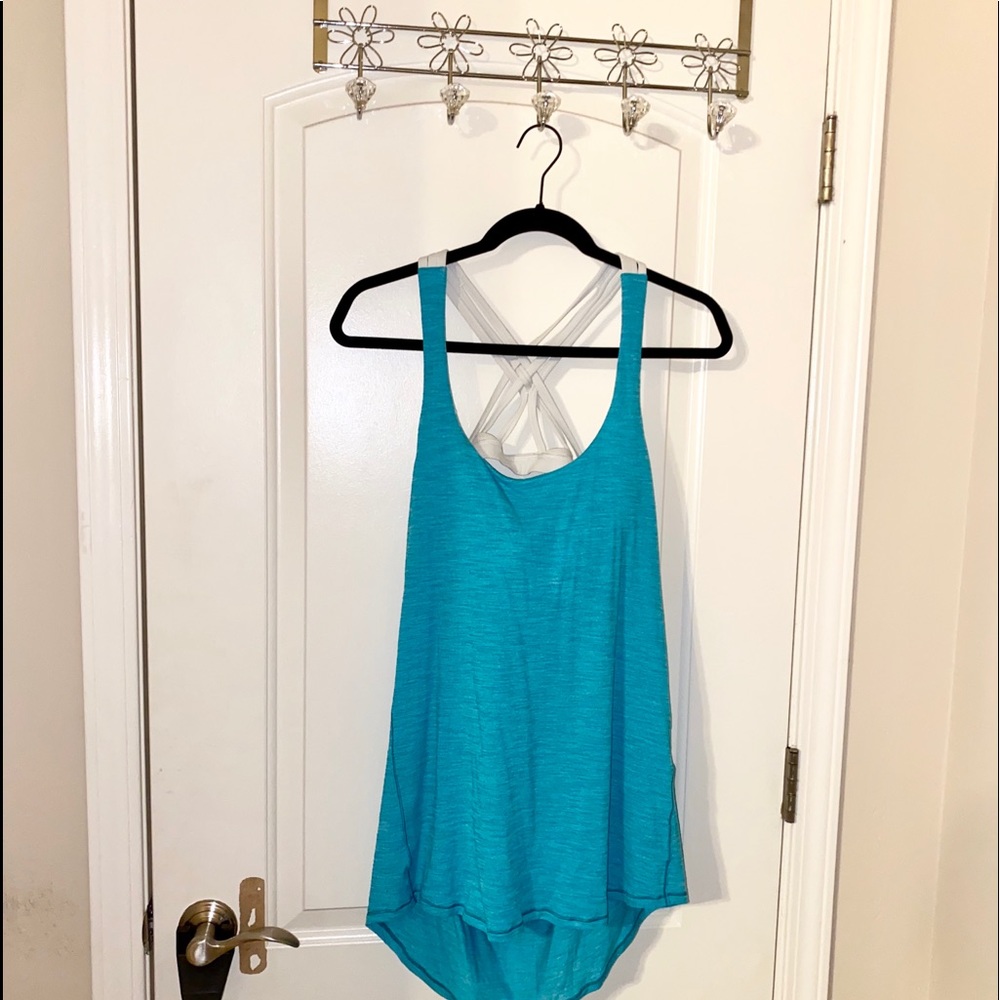 Open back tank with built in sports bra